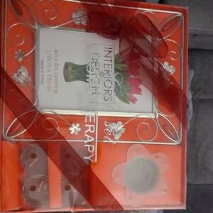 Decorative Orange and Silver Photo Frame Set